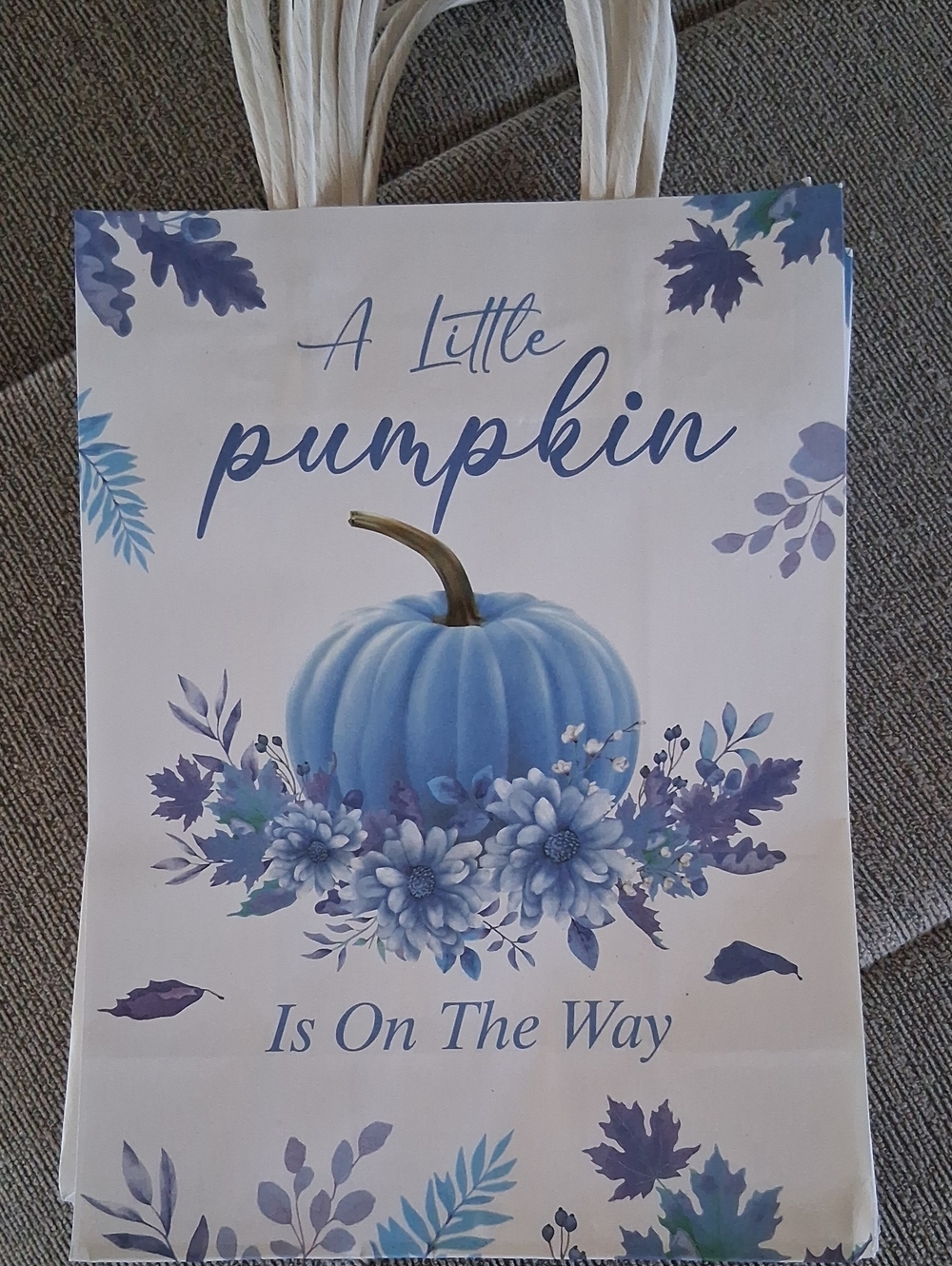 A Little Pumpkin Blue Baby Shower Party Favor Gift Bags -23 Pc Set W/tablecover